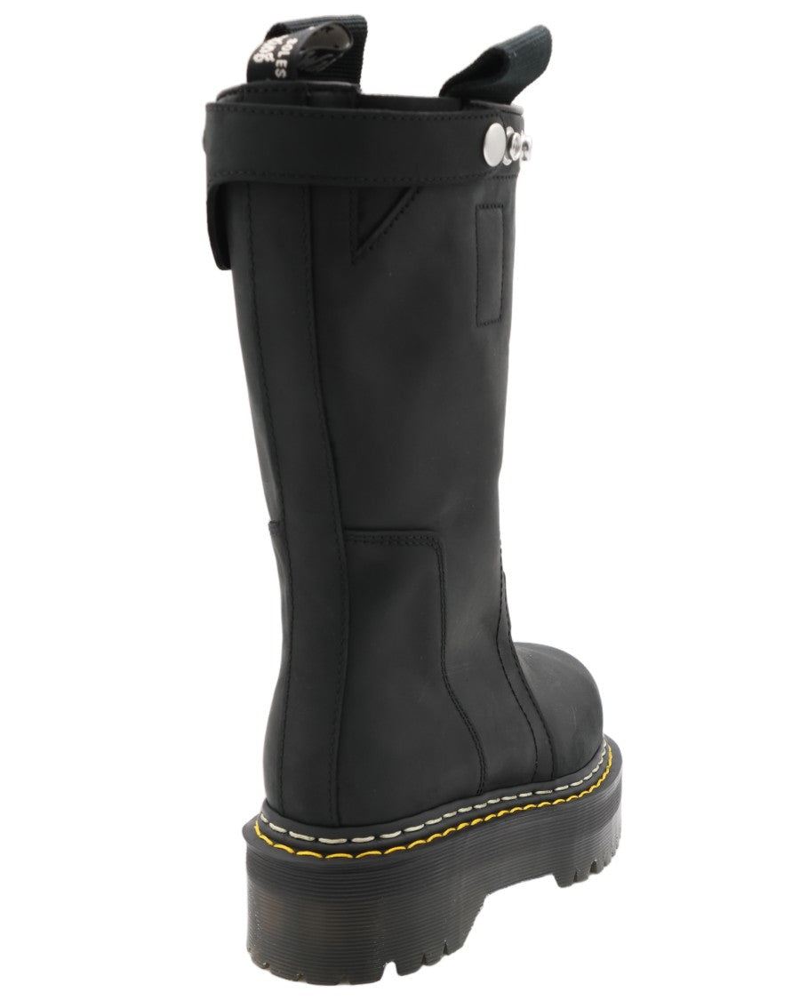 Dr. Martens X Rick Owens Matte Black Silver Snap Platform Boots