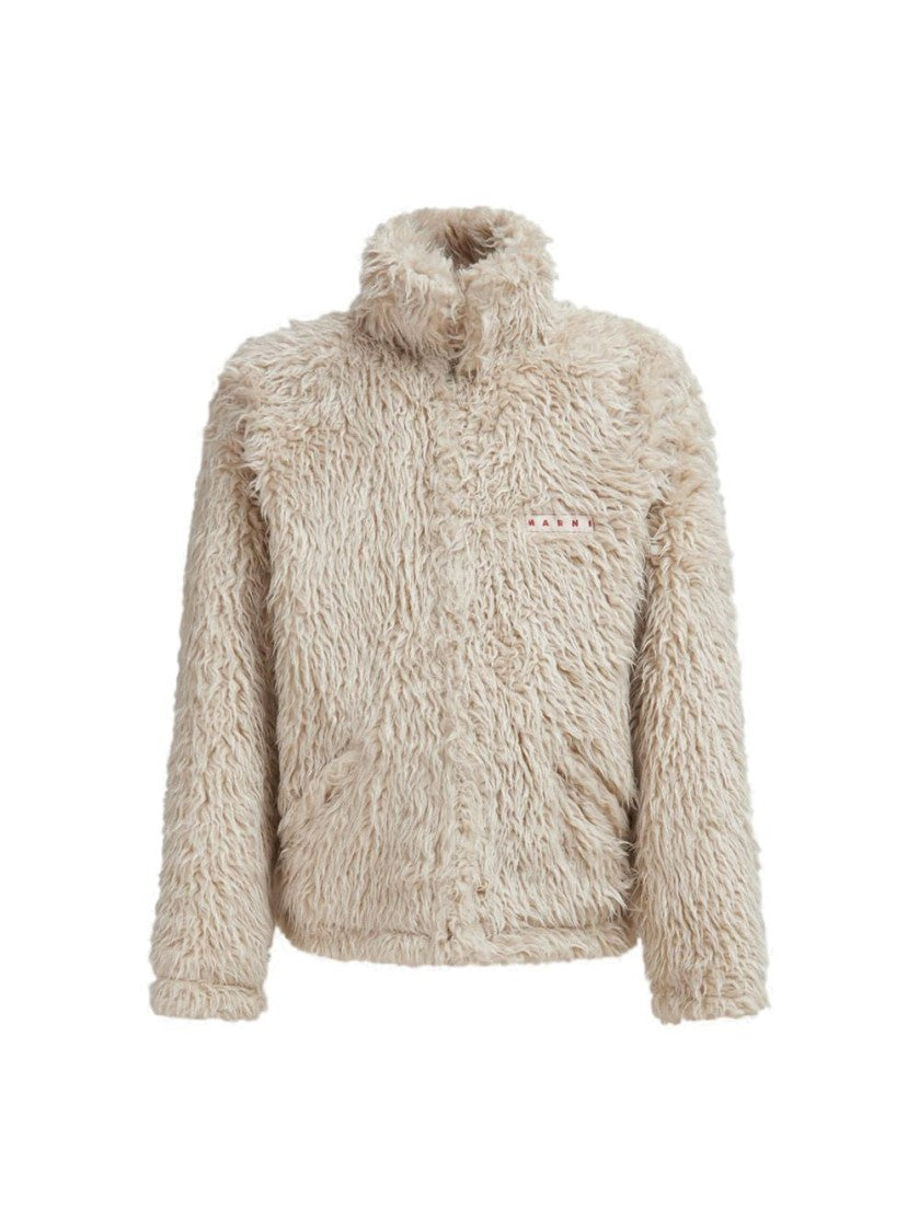 Marni Shaggy Jacket With Detachable Hood And Boxy Fit