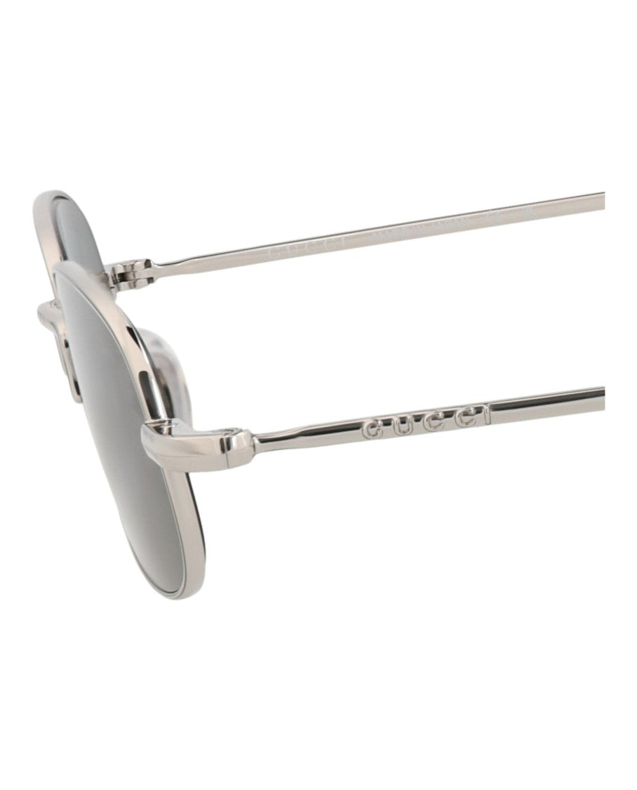 Gucci Square-Frame Metal Sunglasses With Velvet Case
