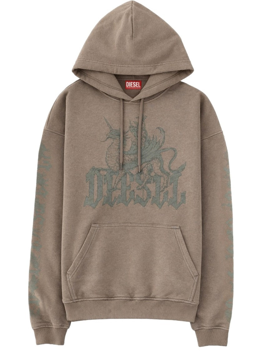 Diesel Cotton Hemp Graphic Logo Hoodie