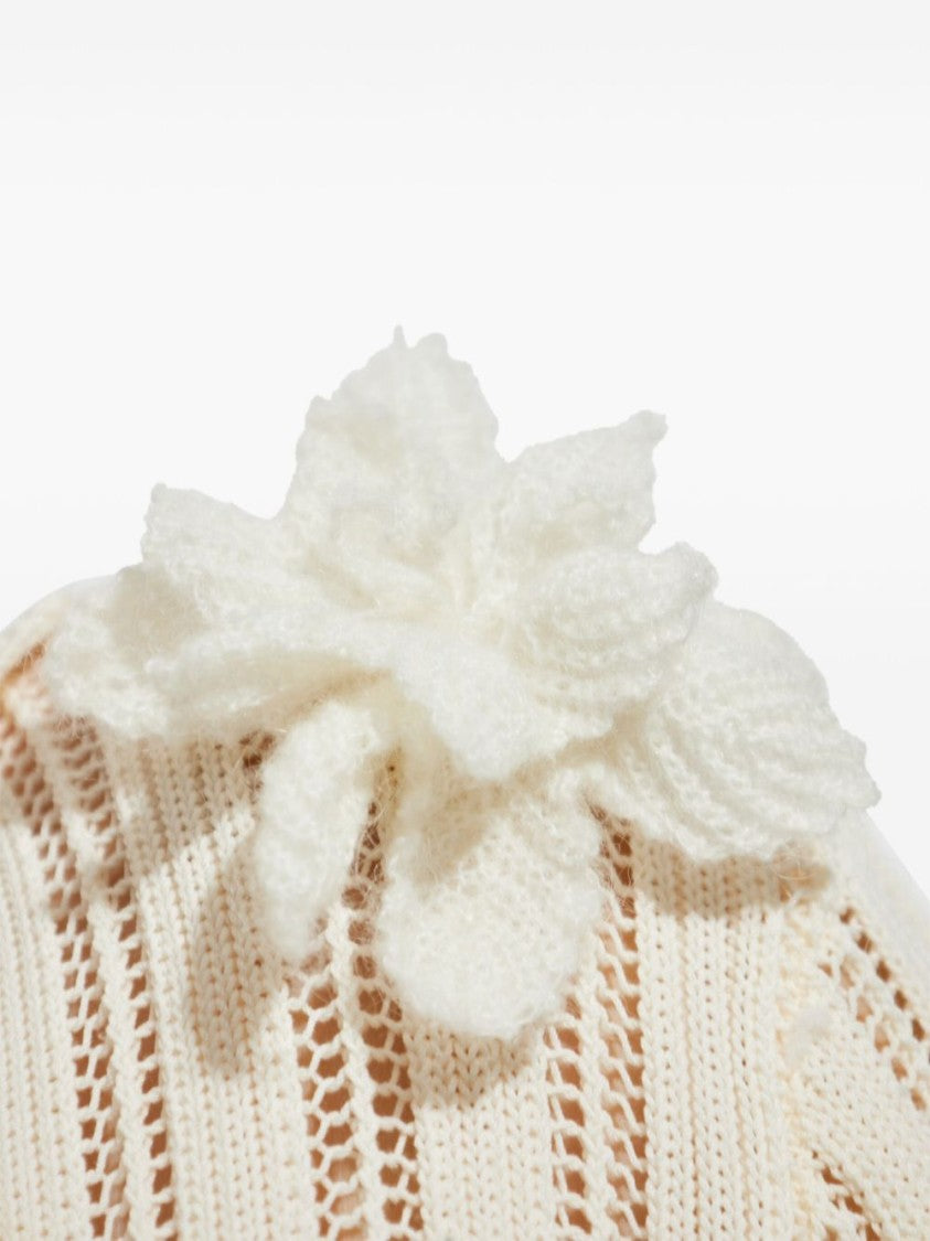 Casablanca Cropped Cardigan With Floral Appliqués