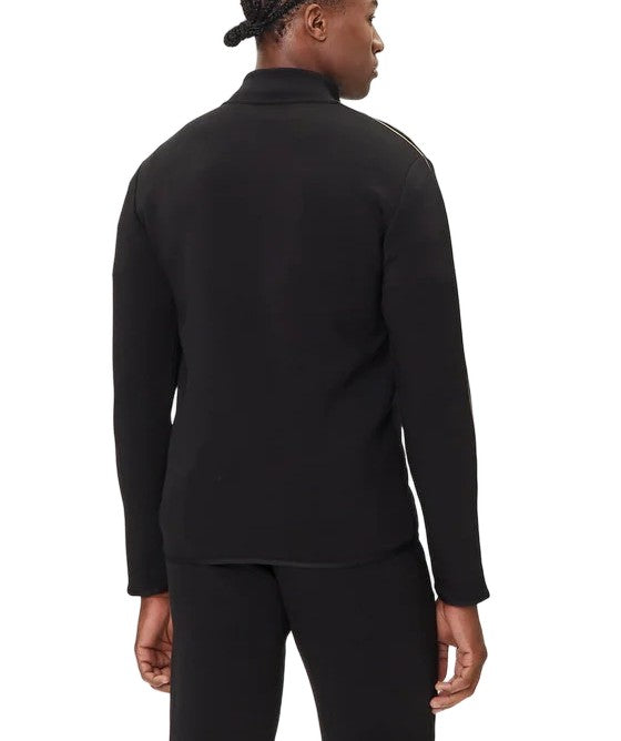 Ea7 Emporio Armani Slim-Fit Black Zip-Closure Sweatshirt With Gold Detailing
