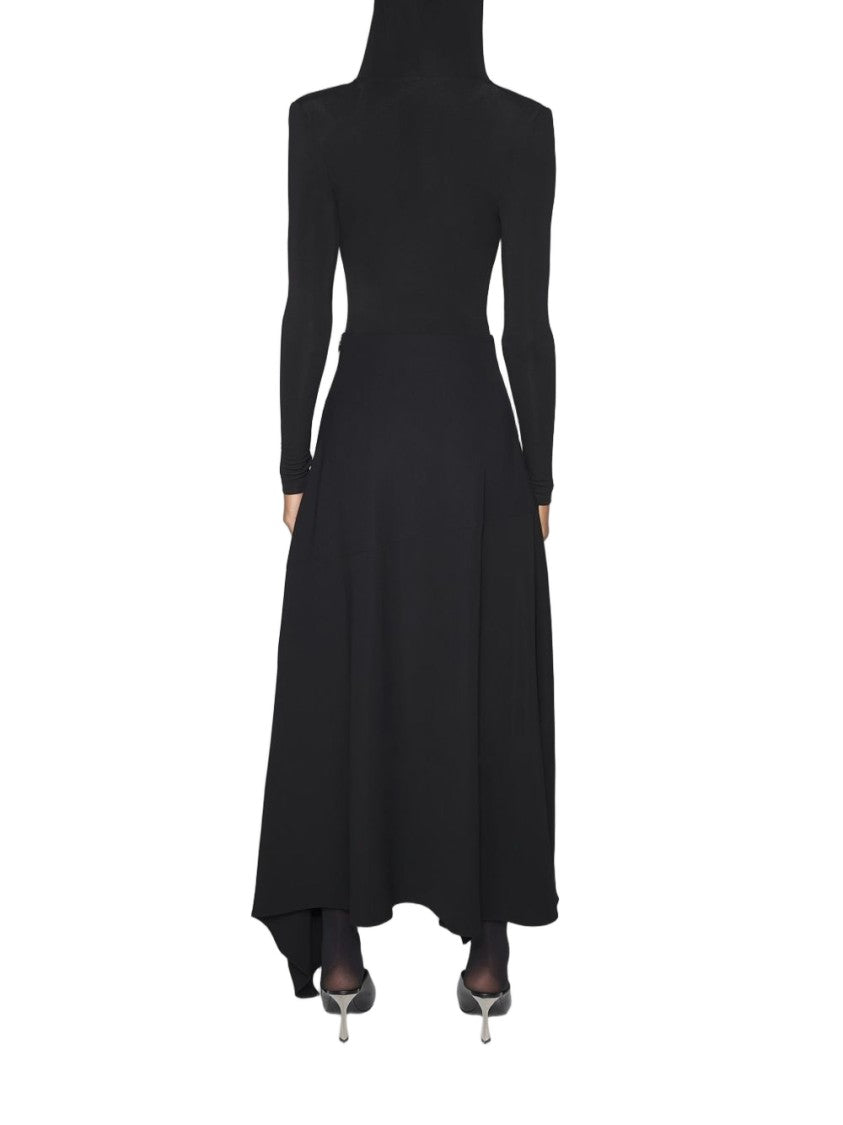 Mugler Asymmetrical Black Midi Dress