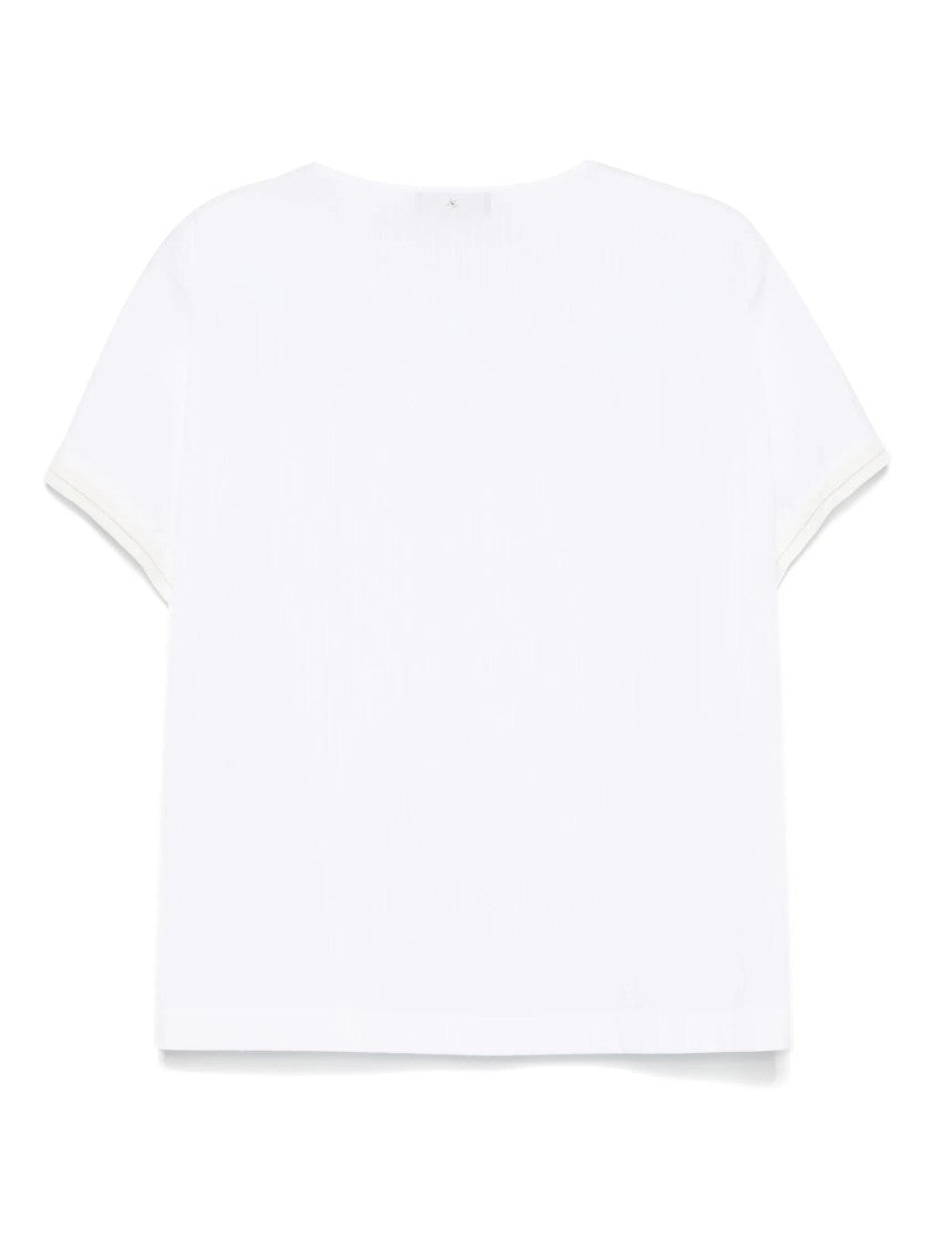 Lorena Antoniazzi White Rolled Sleeve Short-Sleeve Cotton T-Shirt