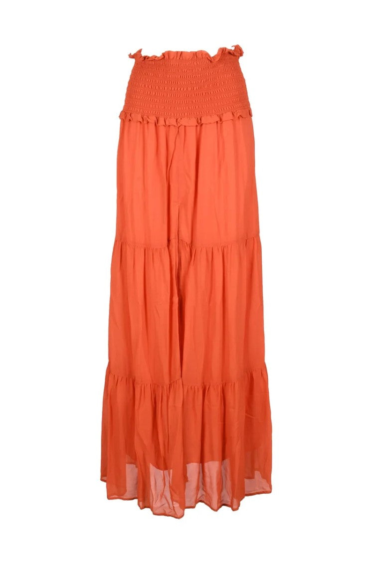 Dondup Long Chiffon Skirt Slit - Orange