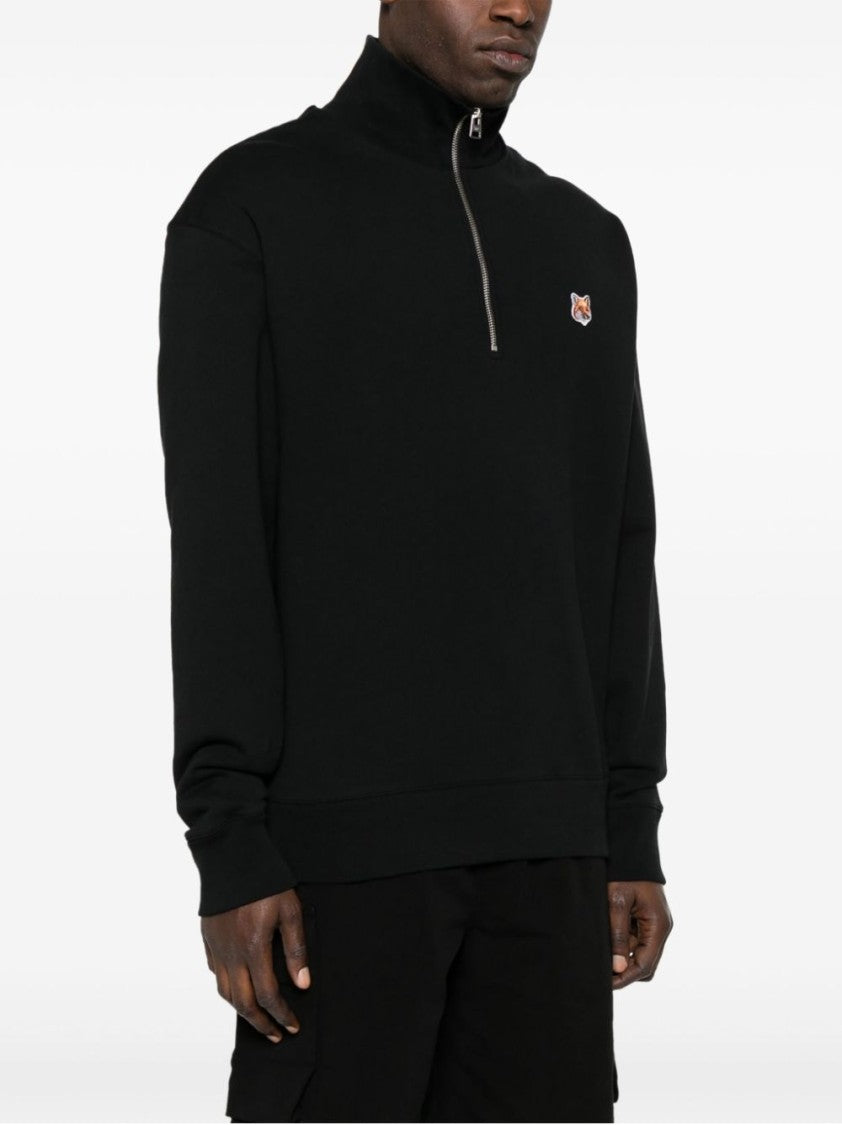 Maison Kitsuné Fox Head Patch Half Zip Sweatshirt