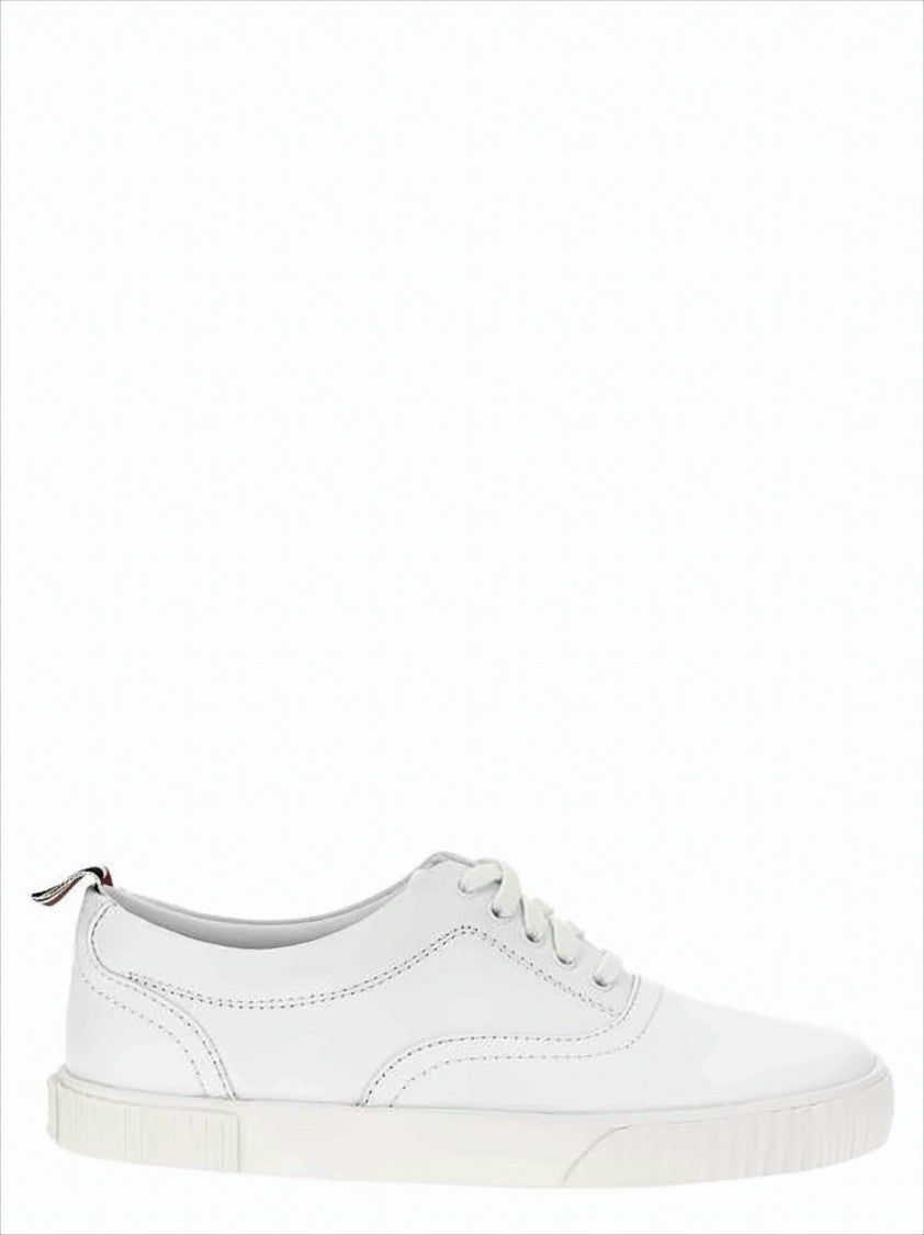 Thom Browne Low-Top Calf Leather Sneakers With Tricolor Pull Tab