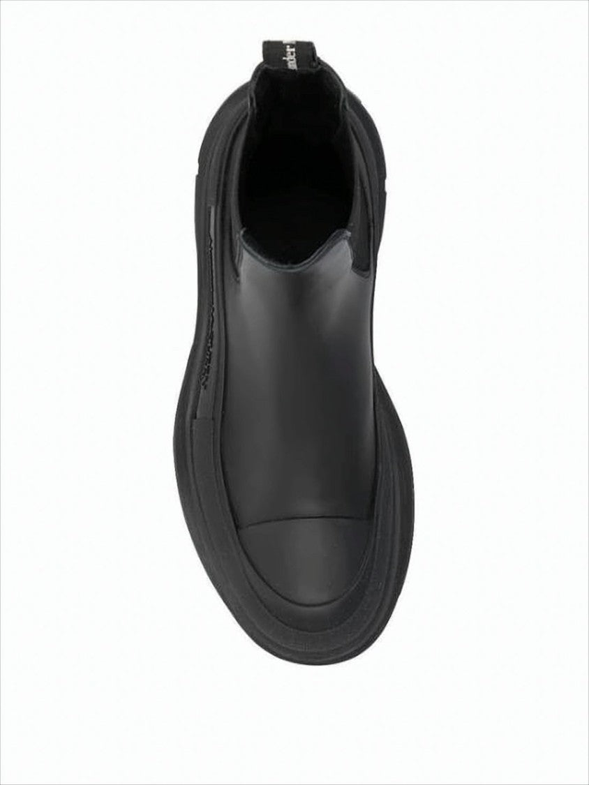 Alexander Mcqueen Matte Black Polyurethane Boots With Sole