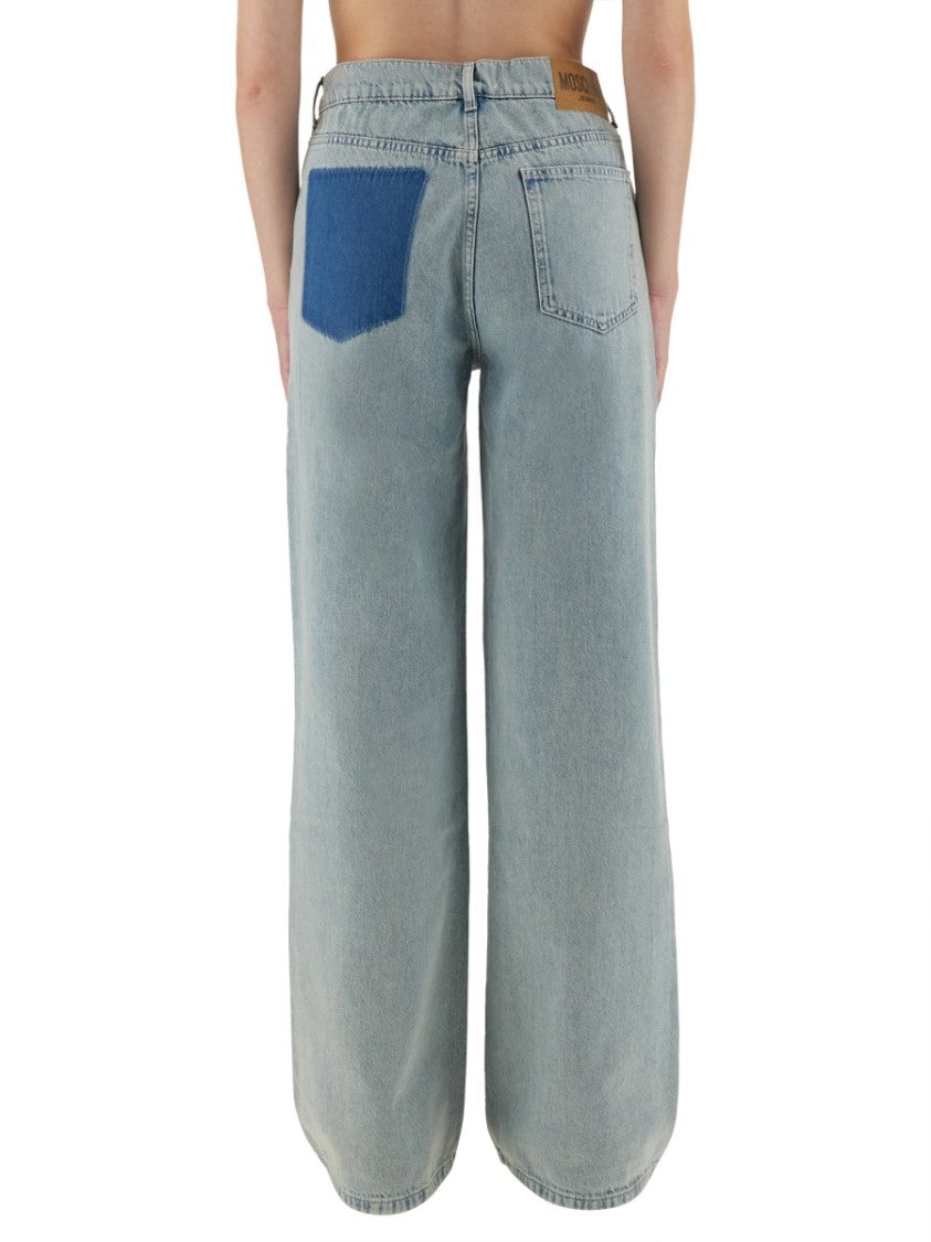 Moschino Wide-Leg Light Blue Denim Jeans
