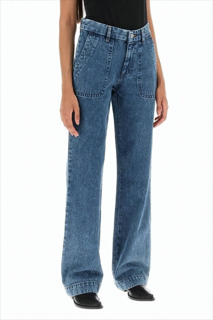 A.P.C. Wide-Leg Denim Pants With High Waist And Front Patch Pockets