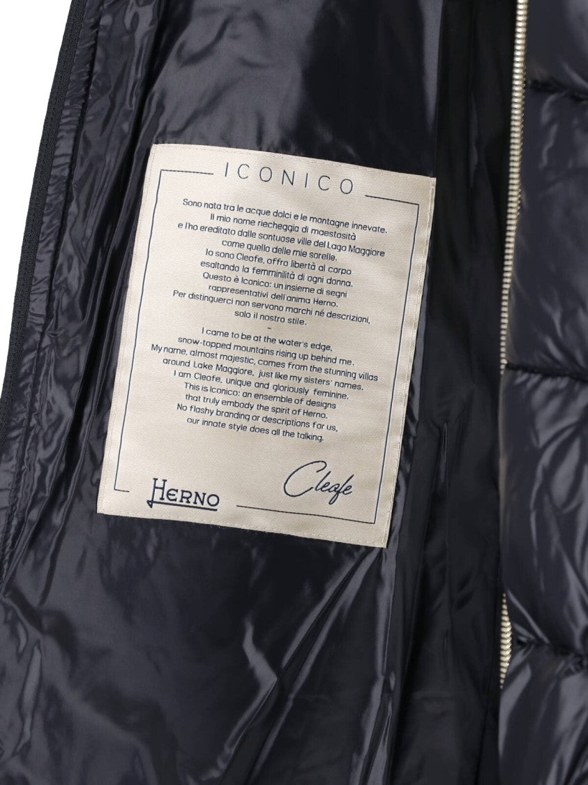 Herno Black Cleofe Zip-Up Fabric Puffer Jacket
