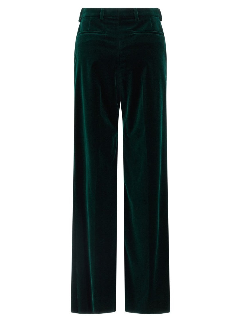 Gucci Smooth Velvet Trousers With Flared Hem And Functional Pockets