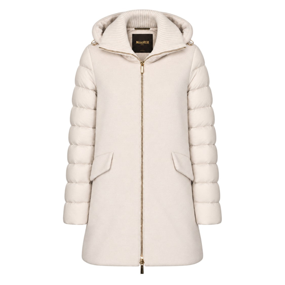 Moorer Tailored Ribbed Collar Short Coat