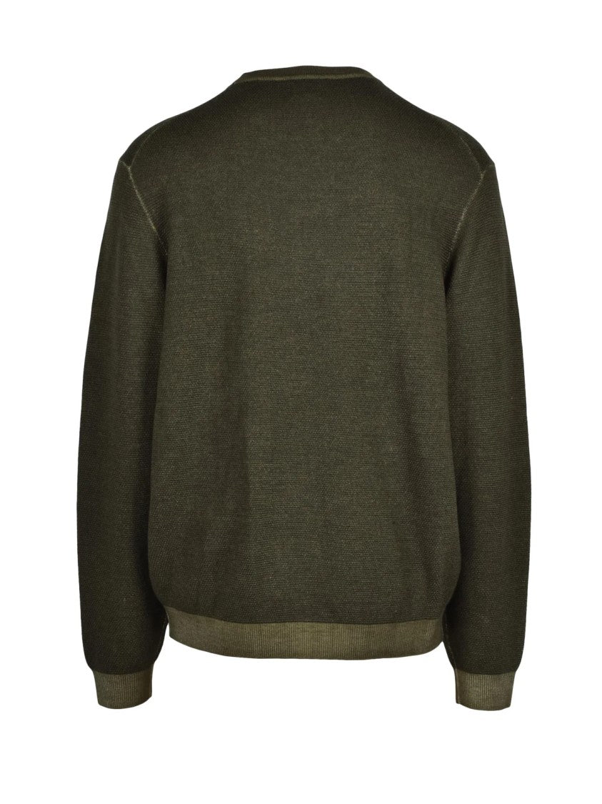 Sun68 Green Merino Wool Crewneck Sweater