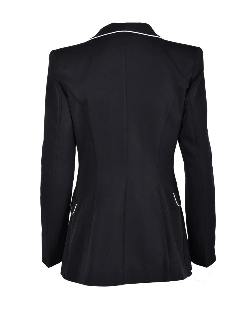 Revise Black Piping Polyester-Blend Blazer