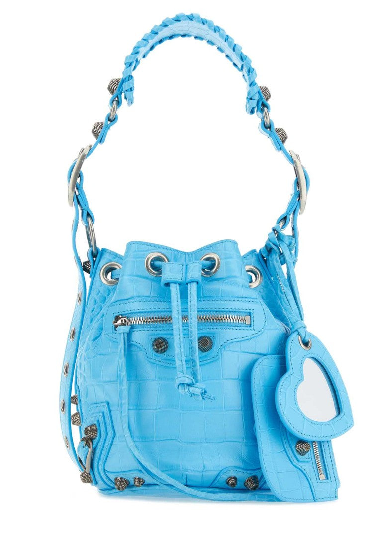 Balenciaga Light-Blue Leather Le Cagole Xs Bucket Bag