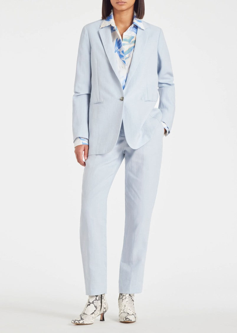Paul Smith Pale Blue Linen Blazer With One-Button Closure