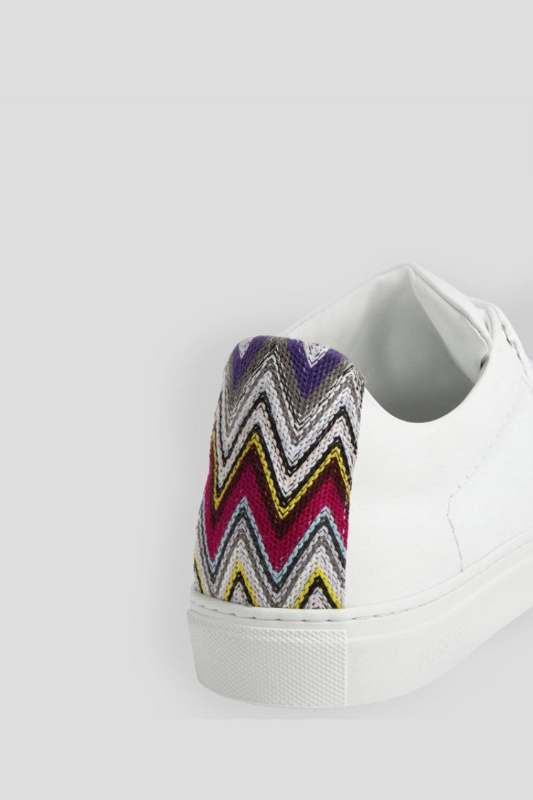 Missoni Leather Trainers With Chevron Knit Details