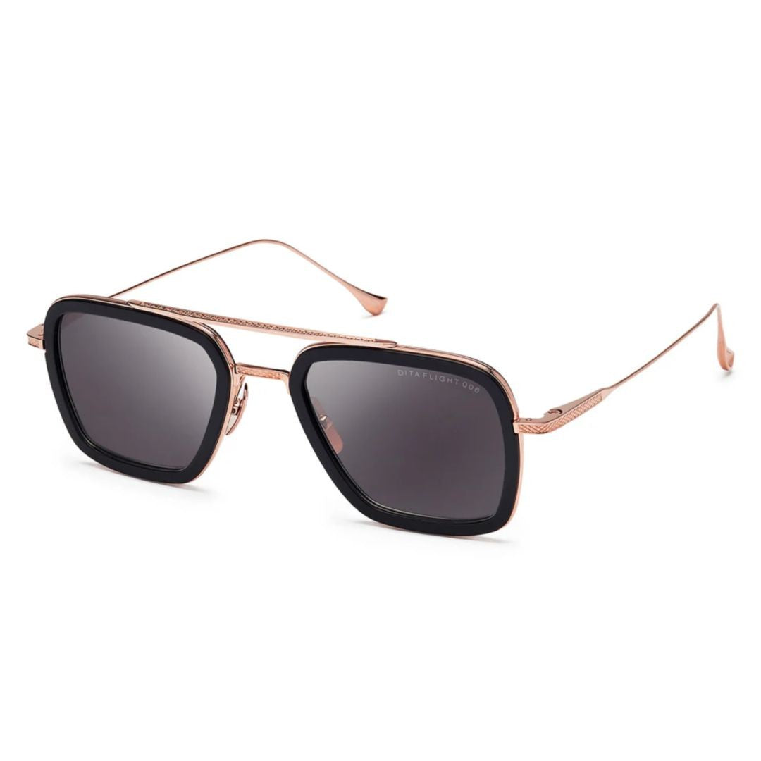 Dita Flight.006 Bold Square Frame Sunglasses With Rose Gold Finish