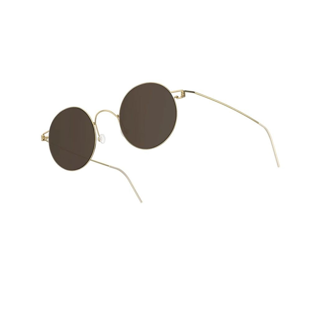 Lindberg Sun Titanium Rim 8222 Pgt/Pgt/Sl111 Gold Round Titanium Rim Sunglasses