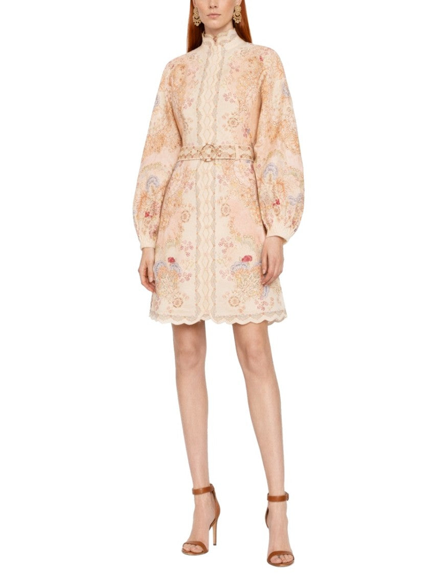 Zimmermann Multicolor Daylight Floral Print Linen Mini Dress