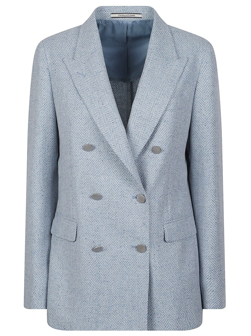 Tagliatore Parigi Tailored Double-Breasted Herringbone Jacket