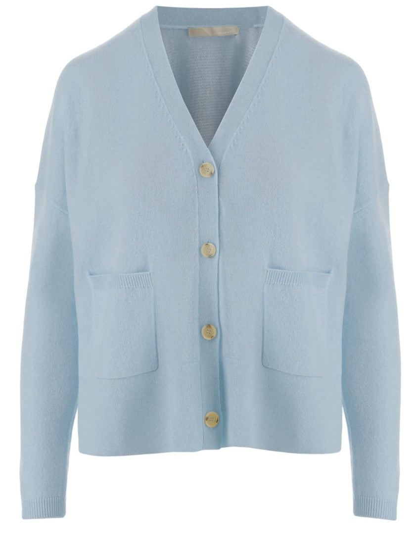 Allude V-Neck Wool And Cashmere Cardigan With Patch Pockets