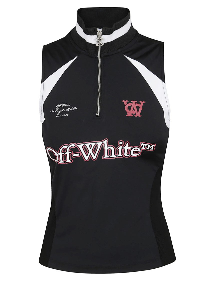 Off-White High Collar Sleeveless Off-White Top