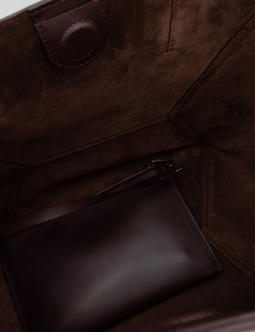 Brunello Cucinelli Structured Burgundy Leather Tote Bag