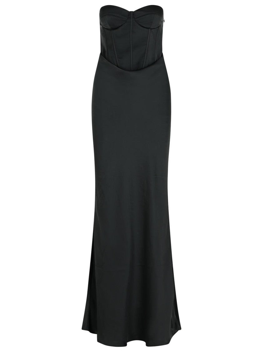 Rotate Long Dress In Black Polyester