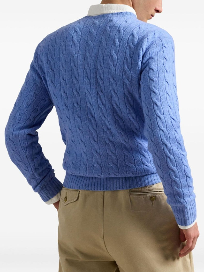 Polo Ralph Lauren Crewneck Cable-Knit Sweater In Clear Blue