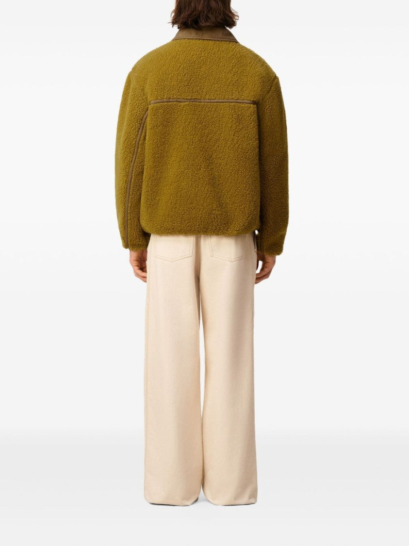 Ami Paris Boxy Olive Green Fleece Jacket