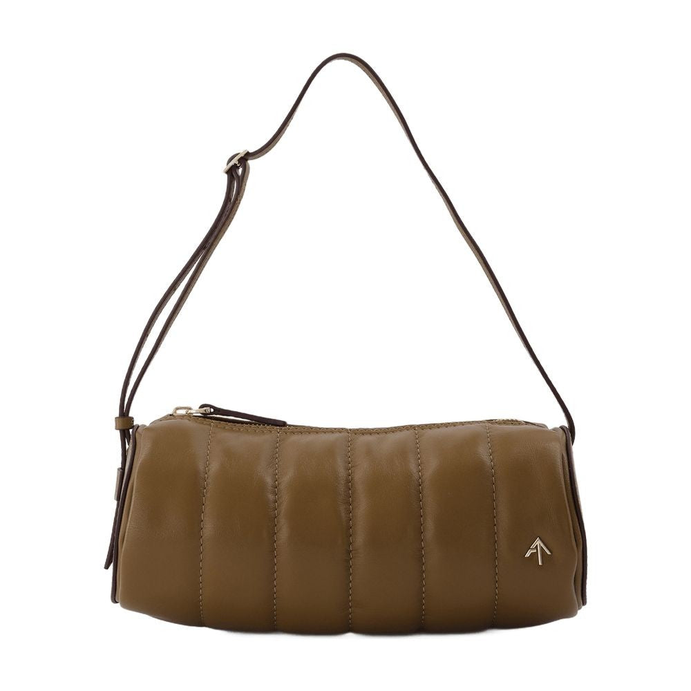 Manu Atelier Padded Cylinder Bag In Brown Leather