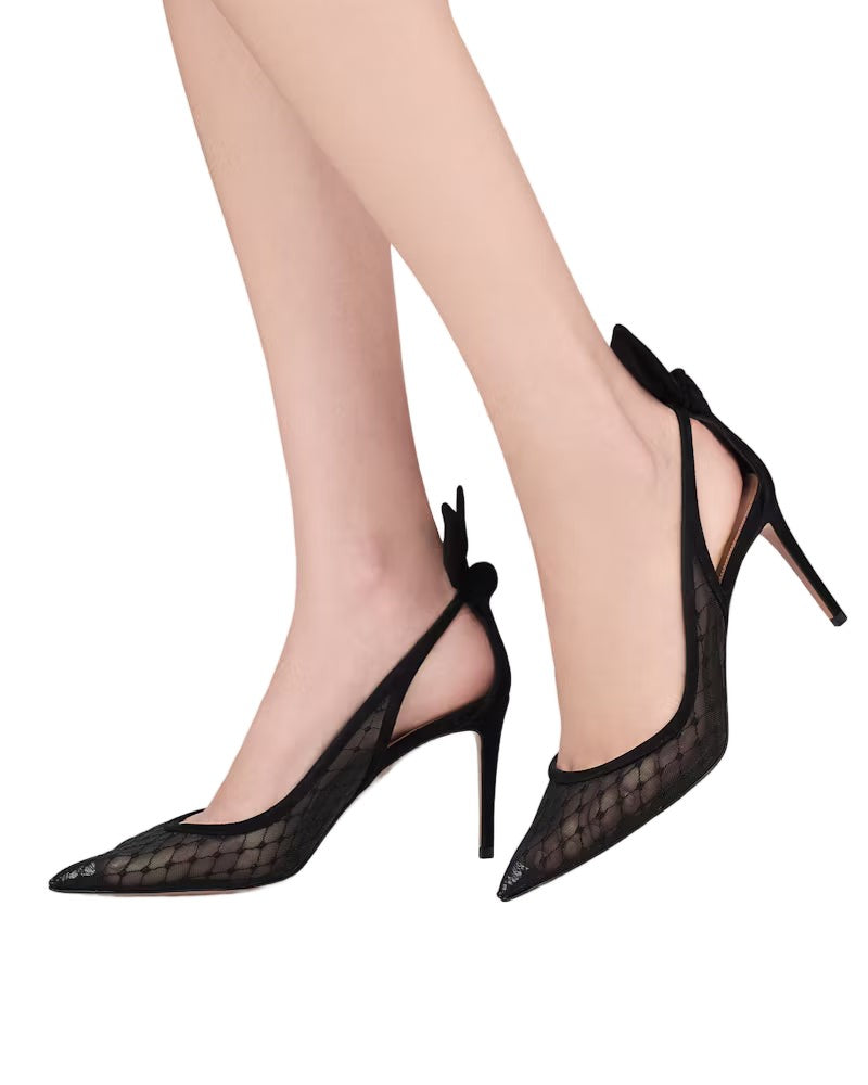 Aquazzura Bow Tie Net Pump 85