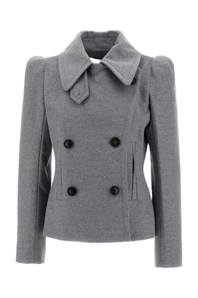 7 For All Mankind Double-Breasted High-Shoulder Wool Jacket