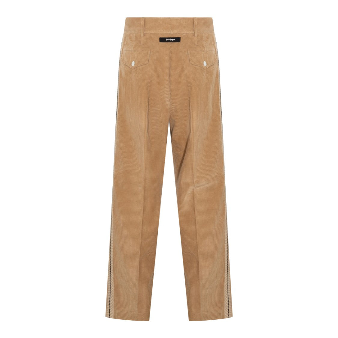 Palm Angels Loose Straight Leg Cotton Trousers With Crochet Stripes