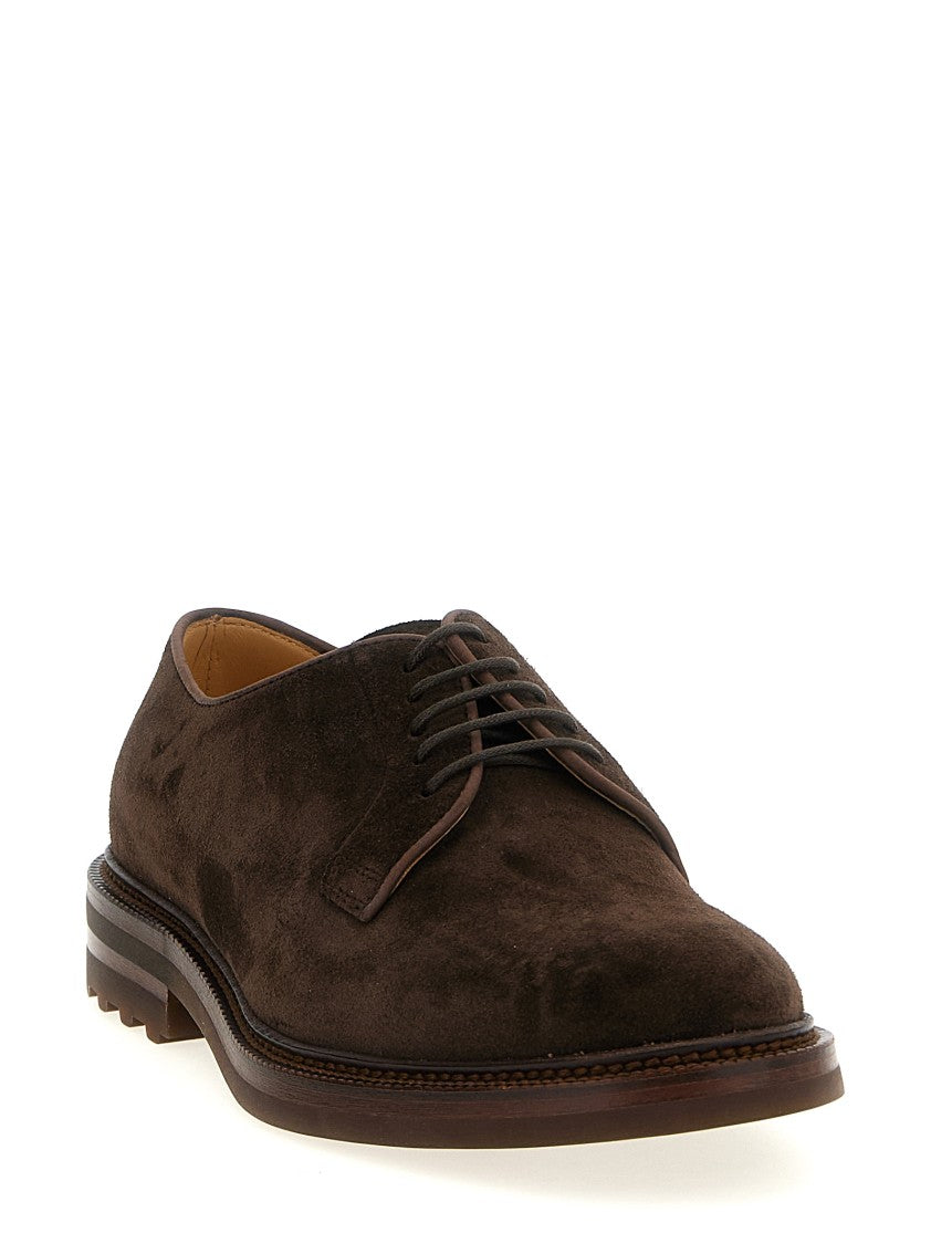 Brunello Cucinelli Classic Brown Suede Derby Shoes
