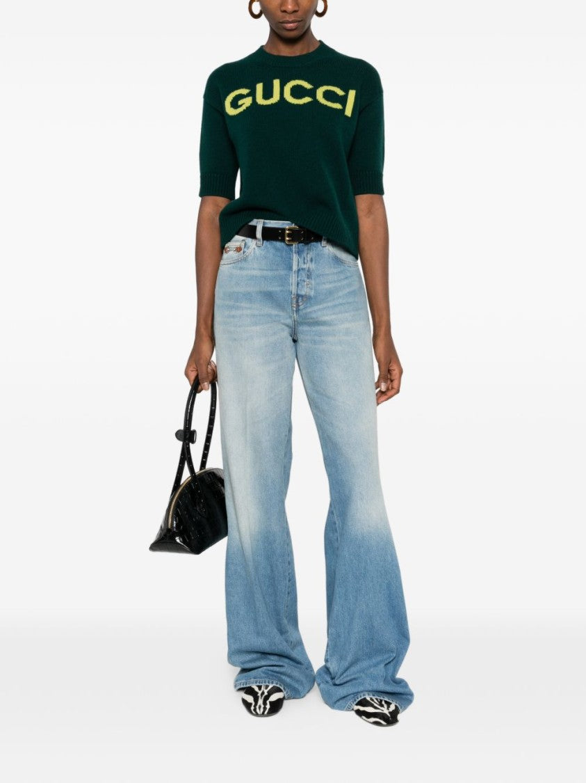 Gucci Wide-Leg Cotton Denim Trousers