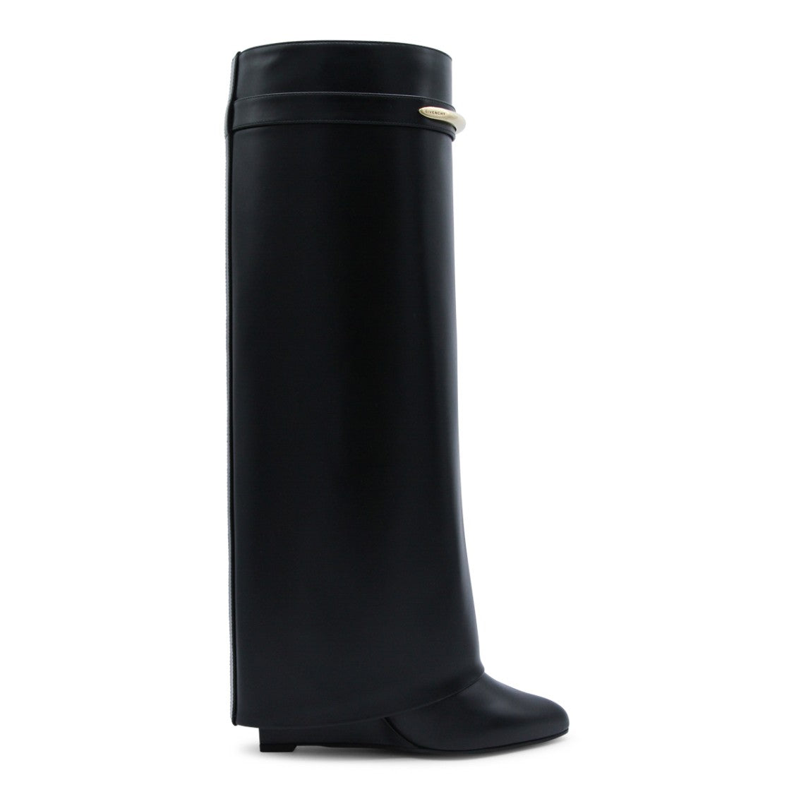 Givenchy Black Gold-Tone Hardware Knee-Length Leather Boots
