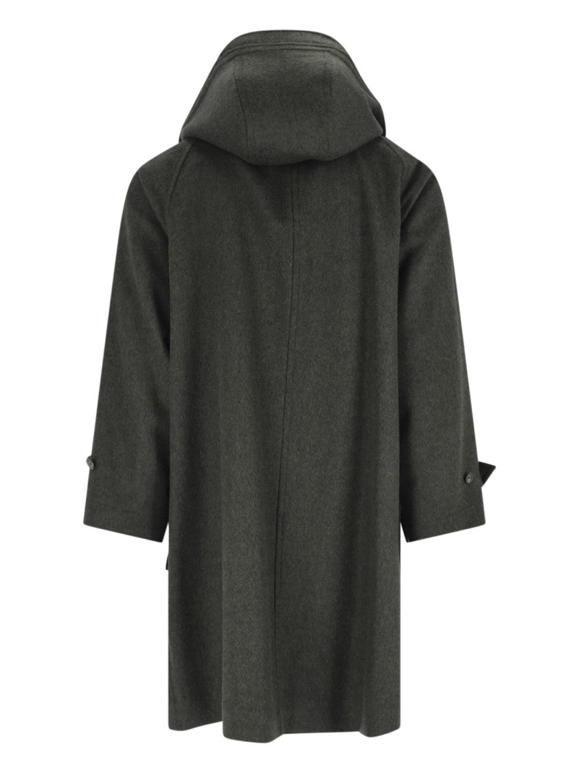 Caruso Foscari Green Hooded Wool Coat