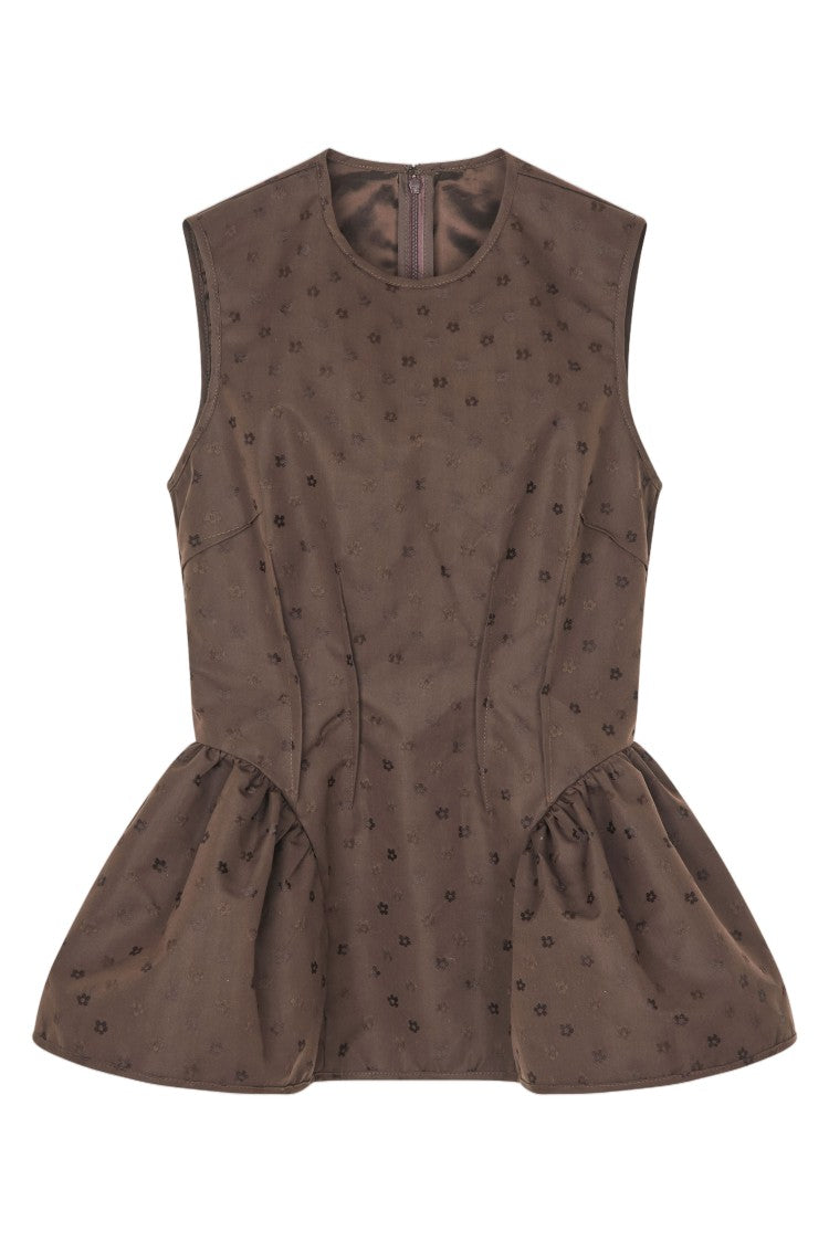 Cecilie Bahnsen Iris Jacquard Peplum Top With Exposed Stitching