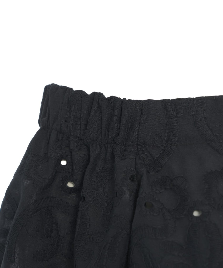 Himons Black Blouse With Embroideries And Boat Neckline