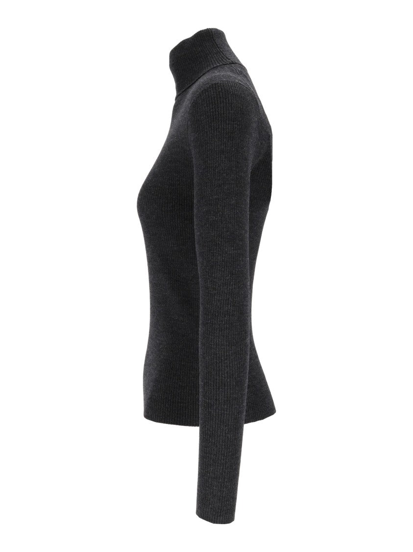 Mc2 Saint Barth Fitted Ribbed Turtleneck Sweater In Extrafine Merino Wool