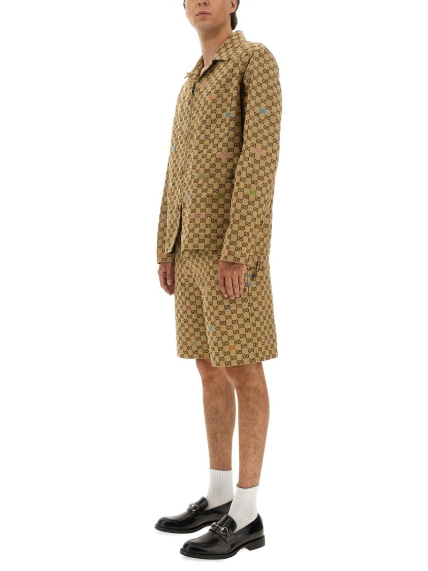 Gucci Cotton Jacket With Monogram Pattern And Front Zipper