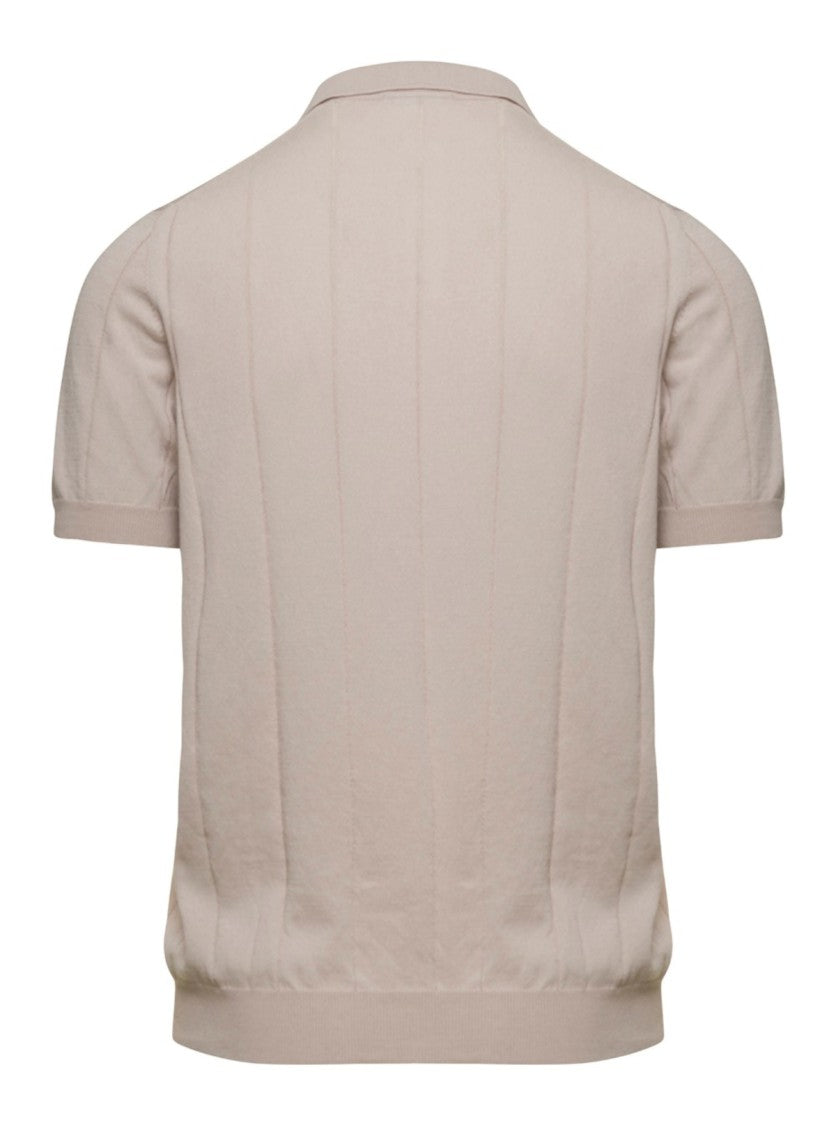Paolo Fiorillo Capri Short-Sleeve Knit Polo Shirt With Vertical Ribbing