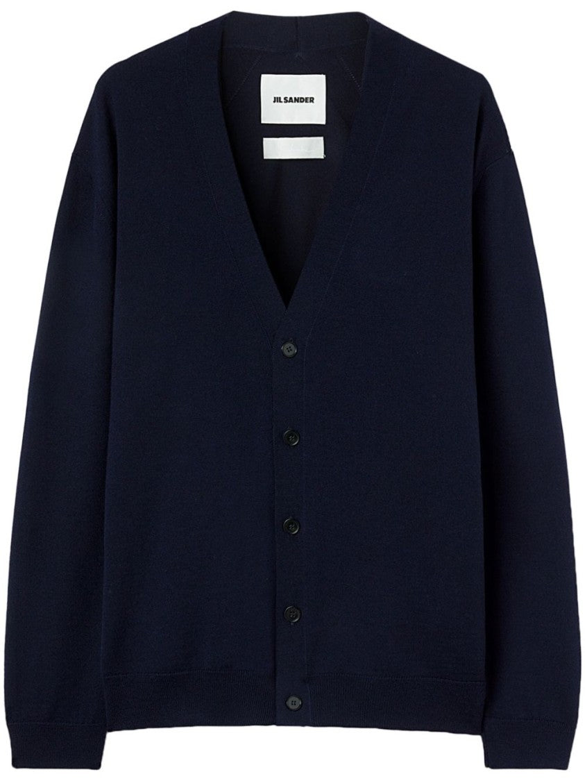 Jil Sander Midnight Blue Merino Wool Cardigan