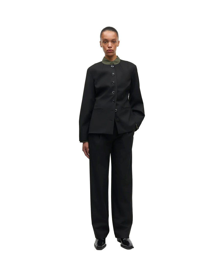 Samsøe Samsøe Black Sarhino Round Neck Fitted Blazer