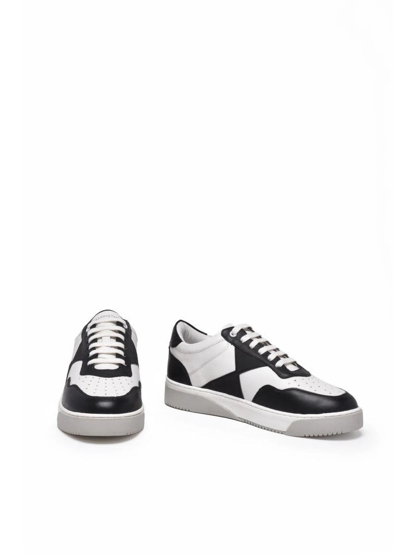 Arkistar Black/White Perforated Leather Low-Top Sneakers