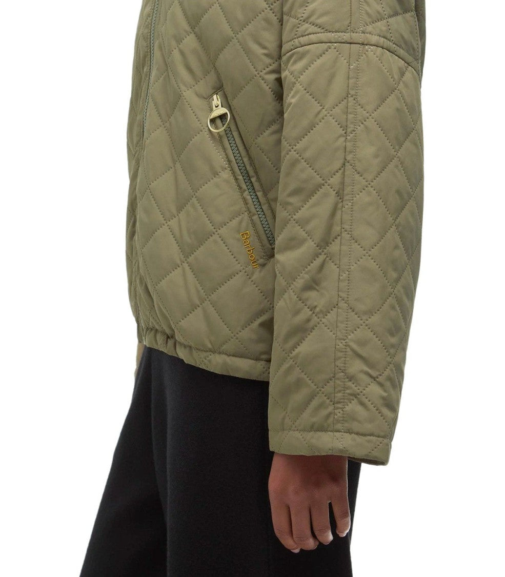 Barbour Emlyn Dusky Green Quilted Bomber Jacket