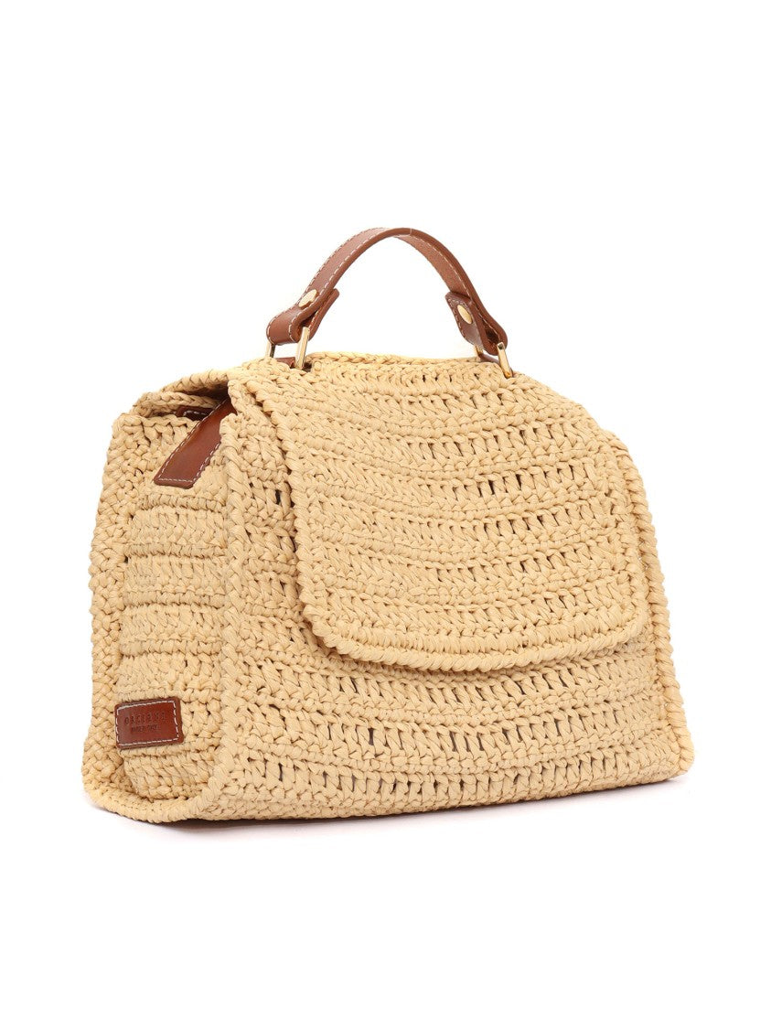 Claudio Orciani Textured Woven Bag With Flap Closure